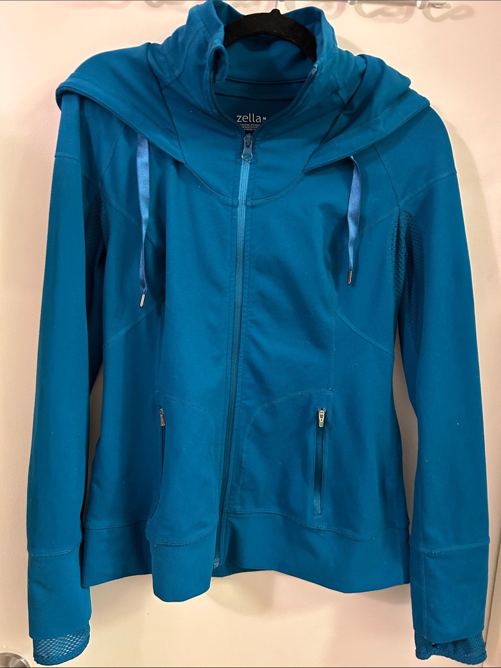 Zella Women's Teal Full-Zip Hooded Athletic Jacket
